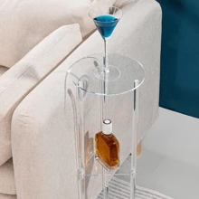 1 Set Transparent Acrylic Drink Table, Round Nested Edge Table, Suitable For Small Spaces, Martini Dining Table, Small Drink Side Table
