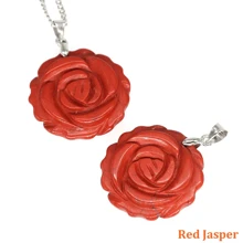 Natural Gemstone Carved Rose Flower Stone Pendant Amethyst Healing Crystal Necklace DIY Jewelry Bead Charm Women Valentine Gift