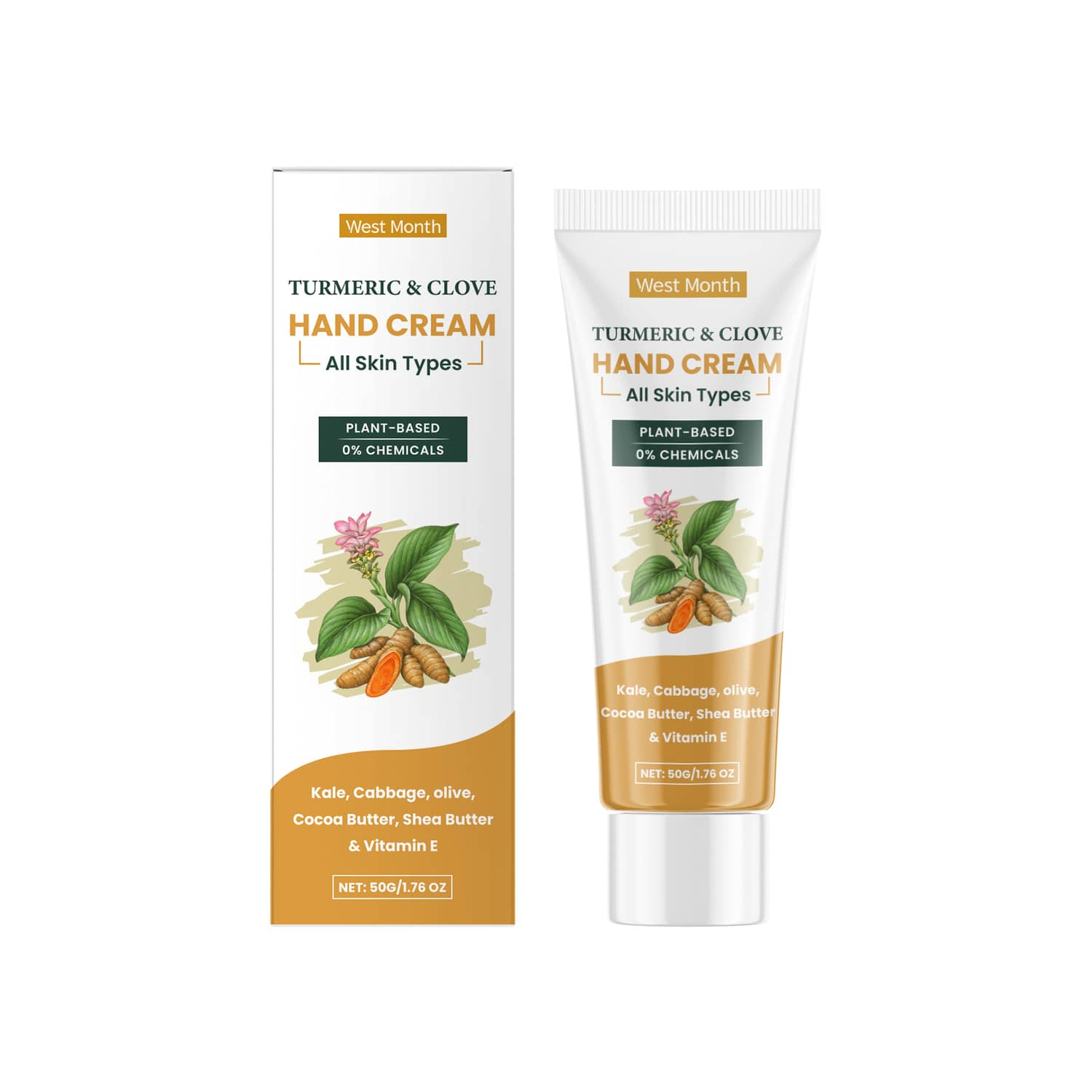 West&Month Turmeric Clove Oil Hand Cream Gentle Moisturizing And Hydrating Winter Hand Cream For Dry Hands - Multicolor - View 1