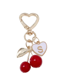 时尚可爱樱桃金色蝴蝶包包挂饰 - 樱桃钥匙时尚背包吊坠装饰，钥匙扣，包包挂饰合金吊坠字母A-Z，耳机挂饰，汽车挂饰，装饰挂饰，樱桃钥匙扣，包包配件，带包夹，闪亮树脂和金属配件，适用于女士钱包和包包，背包配件，母亲节礼物 - 彩色 - 查看 27