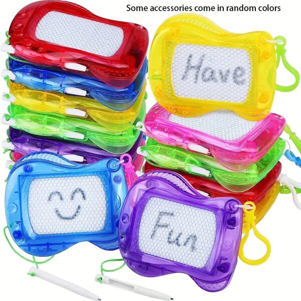 12 Paquetes de mini pizarras magnéticas con llaveros para niños, libretas de dibujo y bocetos educativos, juguetes de pintura y escritura borrable, ideales para recuerdos de fiestas, regalos, edades de 3 a 6 años - Material de plástico