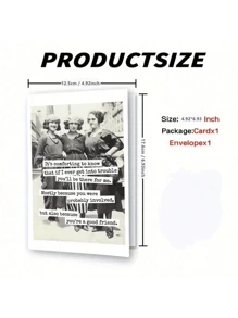 1Pc Funny Retro Photo Birthday Friendship Card, A Unique Gift For Boyfriend, Girlfriend, Colleague, Sisters, An Ideal Choice For Birthdays And Various Festivals, School Supplies,Back To School