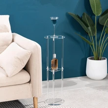 1 Set Transparent Acrylic Drink Table, Round Nested Edge Table, Suitable For Small Spaces, Martini Dining Table, Small Drink Side Table