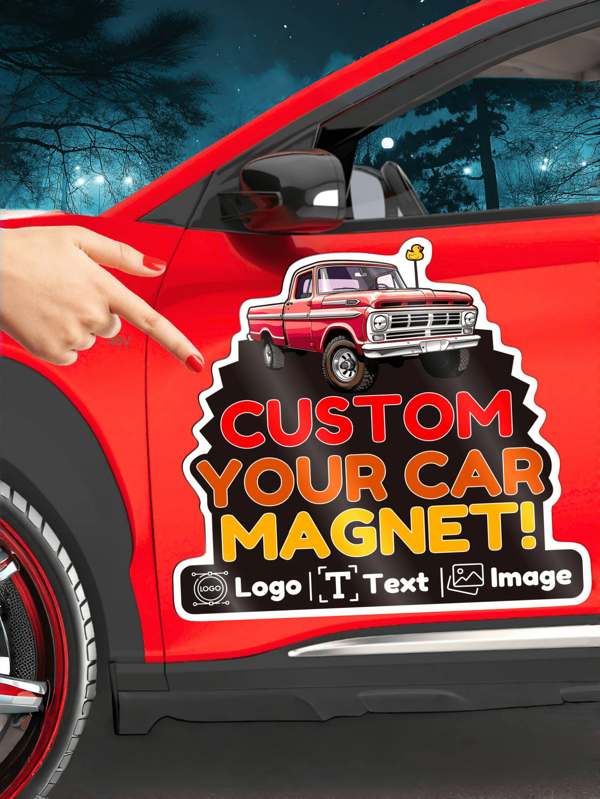 1Pc Customizable Large Size Magnetic Car Decal - Die-Cut Square, Circle, Rectangle Options, Durable & Reusable, Perfect For Car, Van, Truck, Business Advertising, Home Decor, Great Gift, Ideal For Birthdays, Christmas, Holidays & More