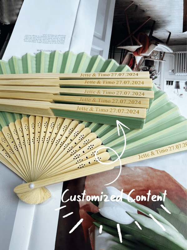 1 Ventaglio personalizzato da 21 cm con contenuto di testo personalizzato, disponibile in più colori, con sacchetto in organza e ventaglio in tessuto di bambu, seta e colori solidi multicolore, utilizzabile come regalo di nozze o regalo commemorativo