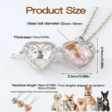 1pc Pet Memorial Necklace, Gold/Silver/Rose Gold Heart-Shaped, Ocean Heart Necklace Containing Pink Glass Ball To Hold Pet's Hair, Ashes, Nail Clippings, Memorial Gift For Cats, Dogs, Small Animals