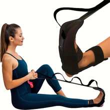 1pc-Multifunctional Foot And Calf Stretcher, Yoga Stretching Strap, Leg Stretcher, Calf Rope Stretcher, Foot Stretcher, Yoga Muscle Relaxation Stretching Strap - Black - View 4