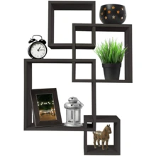 Decorative 4 Cube Wall Shelves| 4 Intersecting Espresso Cube Shelfs| Wall Mounted Floating Shelves For Wall| Espresso Finish - Brown - View 1