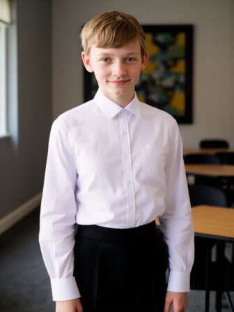 青少年经典学院风休闲派对口袋贴花白色礼服长袖衬衫