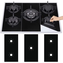 3-Piece Set 5-Hole Gas Stove Protector Mat, Kitchen Cleaning Non-Stick Reusable Stove Scratch Guard Cover
