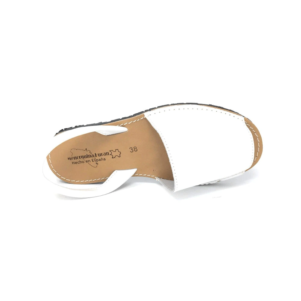 Menorquinas DE Piel Mujer Sandalias. Hecha en España. Sandalias de verano para mujer, zapatos planos informales para mujer . - Blanco - Ver 1