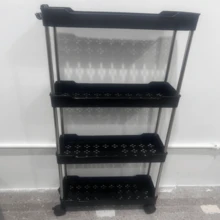1pc 4-Tier Bathroom Storage Organizer Cart, Movable Floor Standing Rack With Wheels For Home Use - Black - View 7
