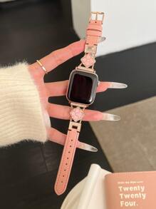 New Plum Blossom Leather Strap Compatible With 38/40/41/42/44/45/46/49mm Compatible With Apple Watch Strap Ultra/S10/9/8/7/6/5/4/3/2/1