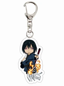 1pc Cartoon Anime Fire Force Series Acrylic Keychain Cute Cartoon Keyring Bag, Suitcase Accessory Phone Pendant Car Ornament. - Multicolor - View 31