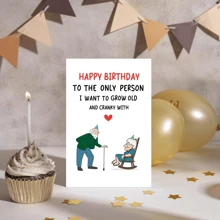 1Pc Funny Birthday Card For Husband Wife, Romantic Birthday Card For Men Women, Happy Birthday To The Only Person I Want To Grow Old And Cranky With, School Supplies,Back To School
