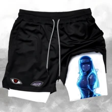 Workout Clothes,Activewear,Anime Gym Shorts,Hinata Hyuga Anime Print 3 In 1 Drawstring Waist Shorts,Loose Casual Pocket Track Shorts For Summer,Casual Athletic Sport Short,High Stretch Sport Short,Men Gifts,Quick Dry Swim Trunk - trắng - Xem 1