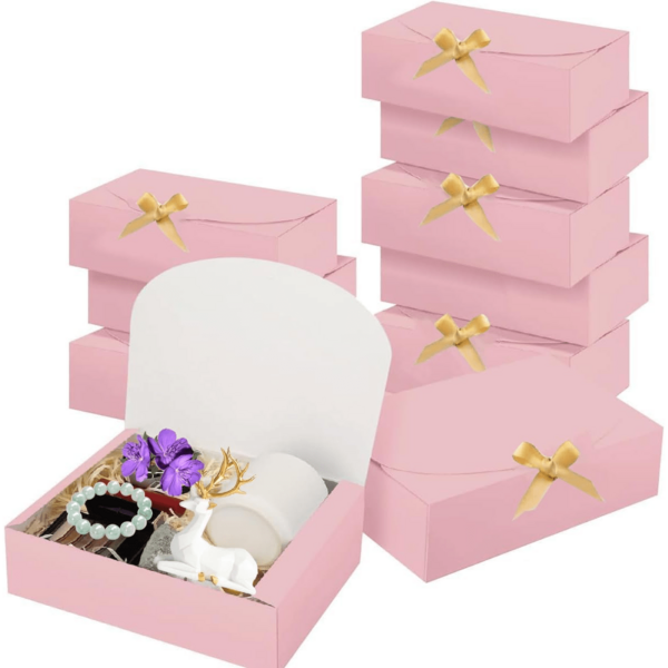 Paquete de 12 cajas de regalo de boda, cajas de regalo de papel, cajas de propuesta para damas de honor con moño de satén, cajas de papel kraft para bodas, embalaje, regalos, cumpleaños, Navidad, fiestas, regalos de verano, de regreso a la escuela, útiles escolares, decoración de habitaciones