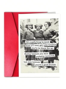 1Pc Funny Retro Photo Birthday Friendship Card, A Unique Gift For Boyfriend, Girlfriend, Colleague, Sisters, An Ideal Choice For Birthdays And Various Festivals, School Supplies,Back To School