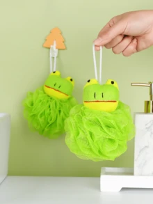 Soft & Non-Shedding Frog Shaped Bath Sponge/Loofah - Green - View 2