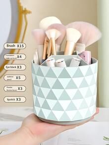 1个钻石形旋转化妆刷收纳盒，桌面眉笔、口红、眼影刷钻石盒，桌面化妆品收纳盒，化妆品容器及刷具收纳，适用于家居、房间、卧室、浴室、粉色房间、客厅装饰 - 白色 - 查看 5