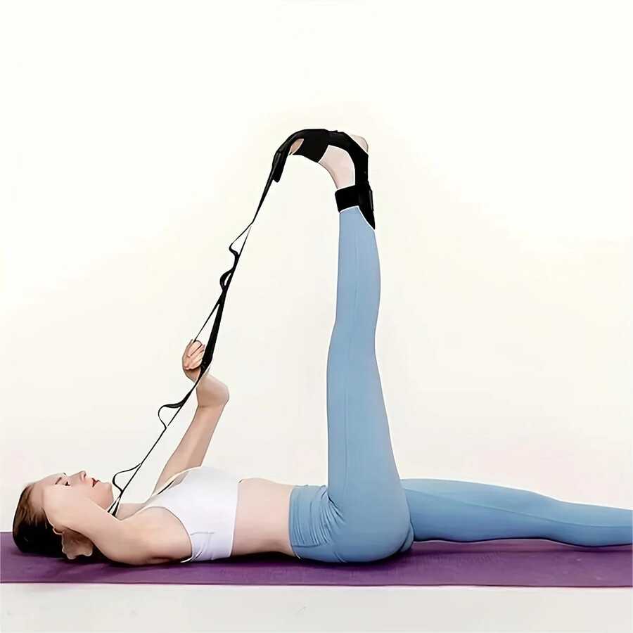 1pc-Multifunctional Foot And Calf Stretcher, Yoga Stretching Strap, Leg Stretcher, Calf Rope Stretcher, Foot Stretcher, Yoga Muscle Relaxation Stretching Strap - Black - View 1