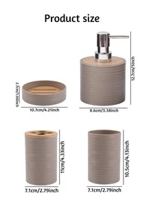 1/4/8件套竹制浴室用品卫生间洗漱浴室收纳架牙刷架套装漱口杯梳妆台浴室 - 彩色 - 查看 14