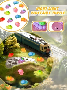 100/50/20/10/1pc Mini Night Glow Turtles, Tiny Fruit Shape Turtles, Mini Resin Animals Figures, Tiny Sea Turtle, Marine Animals Miniature Turtles, Miniature Things Figurines To Hide For DIY Fairy Garden Decoration, Dollhouse Micro Landscapin, Tiny Aquarium Dollhouse Decor, Ocean Style Party Ornaments