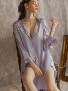 A Solid Color High-Grade Shirt,Sexy Underwear, Sexy Boyfriend, Wind Shirt, Pajamas, Women Who Want To Be Thin In Summer, Can Wear Large Size Outside Their Home Clothes Sexy Lingerie Set