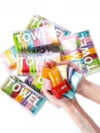 14件/7件压缩一次性毛巾，旅行便携式清洁毛巾，加厚干湿两用旅行必需品，旅行配件，小巧便携，适合蜜月使用，旅行度假必需品，湿润后可扩展至约 24cm*30cm，适合户外露营和徒步旅行