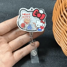 Sanrio Sanrio Cartoon Characters Of Hello Kitty, Expandable ID Card Holder - Doctor/Nurse/Teacher Badges, Work ID, Acrylic Material, Friend Gift, Birthday Gift(Pattern Randomly Shipped)