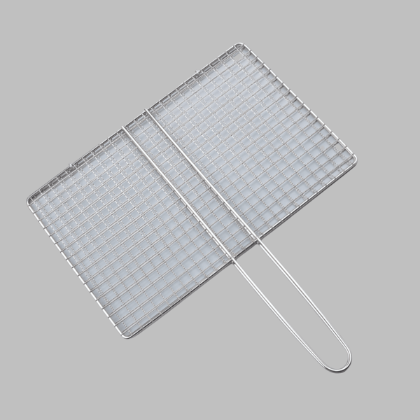 1pc Stainless Steel Barbecue Mesh, Heavy-Duty Stainless Steel Barbecue Mesh Clamp, Reusable, Foldable With Handle Fish Grilling Basket, Outdoor Barbecue Mesh, Stainless Steel Barbecue Meat Hooks, Reusable Barbecue Stick, Outdoor Cooking Tools, Suitable For Barbecue, Picnic, Camping, Family Gathering, Applicable To Fish, Chicken, Steak, Shrimp And Vegetables, Barbecue Accessories