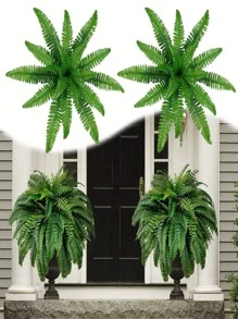 1pc Faux Boston Fern Plant, UV Resistant Artificial Fern Plant For Outdoor Use, Fake Fern Plant, Durable Synthetic Outdoor Fern