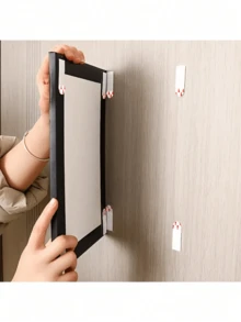  No-Drill Hanging Strips - Double-Sided Removable Wall Hooks, Suitable For Picture Frames And Artworks, Waterproof Adhesive Mounting Tabsen - White - View 2