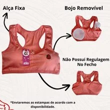 Kit 3 Sutiã Top Alça Fixa Juvenil Menina Mocinha Algodão Adolescente Bojo Removível Importado