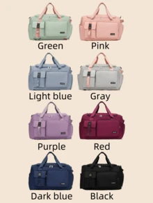 1pc New High-Capacity Multifunctional Multiple Pockets Solid Color Waterproof Fabric Can Be Hung On The Luggage Compartment With Adjustable Shoulder Strap Design And Zippered Back For Women's Luggage Bag Suitable For Vacation Holiday For Travel For Exercise Fitting