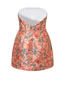 Zhen Ai Plus Size Women's Elegant Tie-Dye Floral Print Strapless Mini Dress, Suitable For Daily Wear, Outdoor, Dating, Afternoon Tea, Vacation, Graduation, Party Dress, For Cocktail - Multicolor - View 2