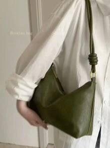 Nuevo bolso cuadrado de moda con estilo Spice Girl, de unicolor, de tela de PU impermeable con patrón tejido, correa de hombro con hebilla, adecuado para viajes, compras y ir al trabajo.