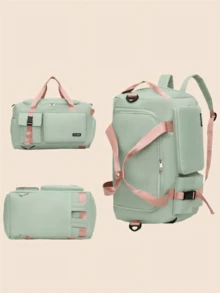 1pc New High-Capacity Multifunctional Multiple Pockets Solid Color Waterproof Fabric Can Be Hung On The Luggage Compartment With Adjustable Shoulder Strap Design And Zippered Back For Women's Luggage Bag Suitable For Vacation Holiday For Travel For Exercise Fitting