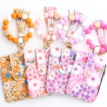Silicone ID Card Case | Two-In-One With Floral Folded Edge Card Holder | Portable Scratch-Resistant Design