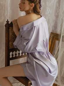 A Solid Color High-Grade Shirt,Sexy Underwear, Sexy Boyfriend, Wind Shirt, Pajamas, Women Who Want To Be Thin In Summer, Can Wear Large Size Outside Their Home Clothes Sexy Lingerie Set