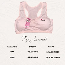 Kit 3 Sutiã Top Alça Fixa Juvenil Menina Mocinha Algodão Adolescente Bojo Removível Importado