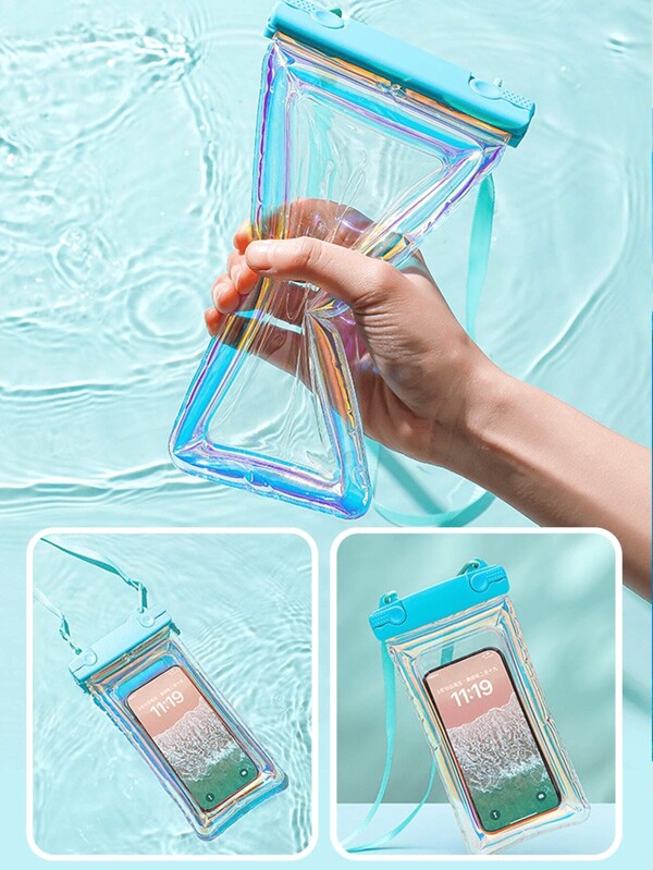Floating Laser Waterproof Phone Bag With Touch Screen Function, Waterproof Lightweight Plastic Dry Bag With Lanyard - Smooth Surface Treatment (1pc)