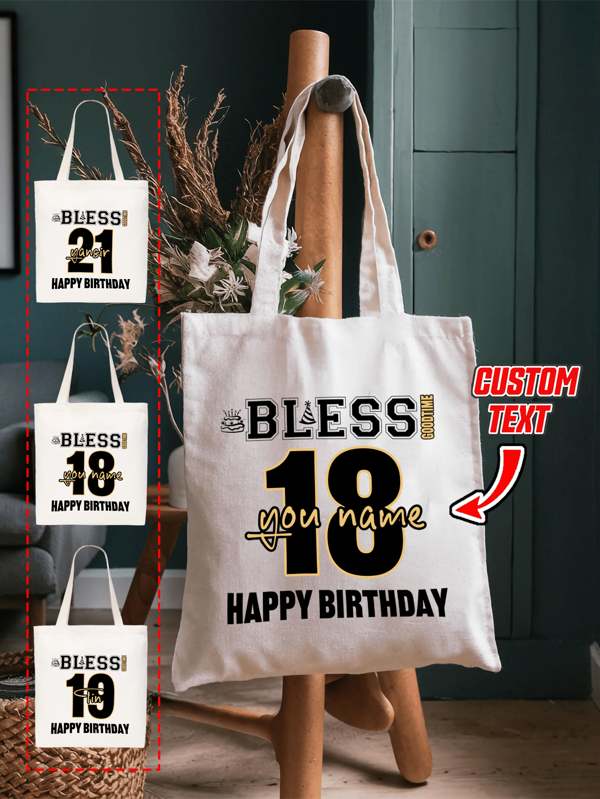 1pc Customizable Name & Age, Fashionable Solid Beige Crossbody Bag, Versatile, Foldable, Large Capacity, Suitable For Office, Work, School, College, Travel, Holiday - Valentine's Day, Easter, Mother's Day, Birthday, Personalized Gift | Cartoon Character Design | Vibrant Color Design