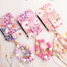Silicone ID Card Case | Two-In-One With Floral Folded Edge Card Holder | Portable Scratch-Resistant Design