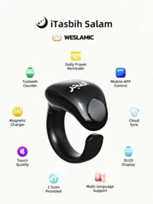 1pc Adjustable Finger Ring Zikr Counter, Digital Counting Prayer Reminder Ring, Waterproof 4-Digit Ring Counter Zikr Ring, Suitable For Muslims, Holiday Gifts, New High-End Counter Islamic Itasbih Zikr Ring Salam Smart Ring Counter, Waterproof Rating IP67 - Multicolor - View 12