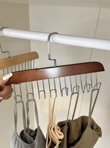 1PC Multifunctional Wooden Coat Hook, Coat Rack, Wardrobe Organizer, 8 Hooks, 360 Degree Rotation Angle, Space Saving, Seamless Clothes Hanger For Hanging Tops, Underwear, Hats, Ties, Suspenders, Vests, Etc.,