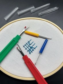 4 件套拆线器套装，2 件大号和 2 件小号，色彩鲜艳，便携，适合缝纫和工艺品，学生宿舍必备