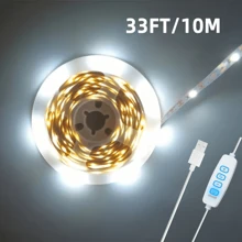 NBBUFF 3ft-50ft USB Button Switch Led Strip Light, 6500K White Light Suitable For Cupboard, Showroom Lighting, Mirror,Sewing Machine, Wardrobe, Staircase Night Lighting, Very Easy To Install