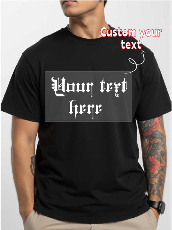 Personalisierte T-Shirts für Herren im europäischen Stil, personalisierter Text, reguläres schwarzes Athletik-Kurzarm-T-Shirt, personalisiertes Sommer-Herren-Kurzarm-T-Shirt, Eingabe deines Segens/lustigen Textes, Geburtstag/Vatertag/Valentinstag Personalisierung, Team/Outdoor-Sport Personalisierung, personalisiertes schwarzes rundhalsausschnitt Herren Kurzarm-T-Shirt Top, Geschenke zu Feiertagen, Geburtstagsgeschenke, Herren-T-Shirt, T-Shirt-Text Personalisierung, Sommer Herren Schwarzes Top