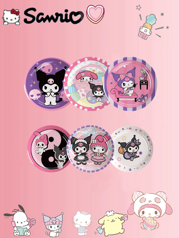 Sanrio Platos desechables de papel con decoración de la linda Hello Kitty para fiestas y suministros de mesa